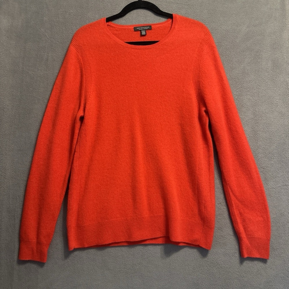 Saks Fifth Avenue 100% Cashmere Long Sleeve Pullover Sweater Womens XL Red